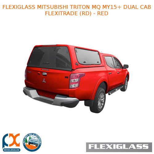 FLEXIGLASS MITSUBISHI TRITON MQ MY15+ DUAL CAB FLEXITRADE LIFT UP WINDOOR X 2 (RD) - RED 
