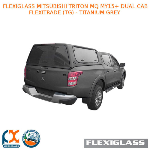 FLEXIGLASS MITSUBISHI TRITON MQ MY15+ DUAL CAB FLEXITRADE SLIDING WINDOWS X 2 (TG) - TITANIUM GREY
