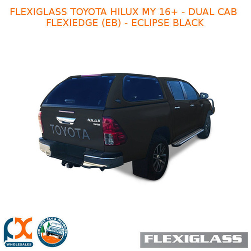 FLEXIGLASS TOYOTA HILUX MY 16+ - DUAL CAB FLEXIEDGE LIFT UP WINDOOR X 2 (EB) - ECLIPSE BLACK