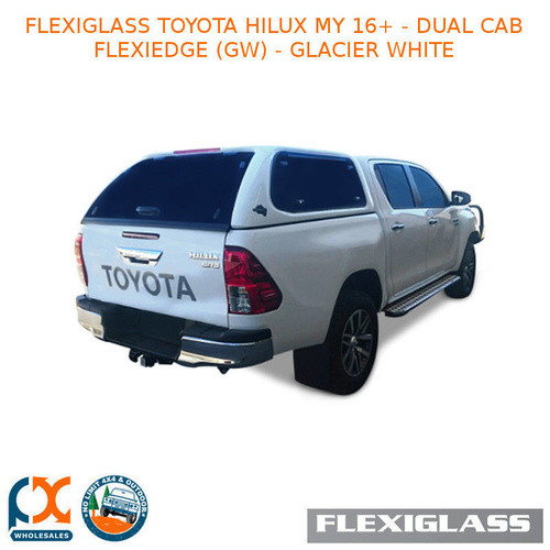 FLEXIGLASS TOYOTA HILUX MY 16+ - DUAL CAB FLEXIEDGE LIFT UP WINDOOR X 2 (GW) - GLACIER WHITE