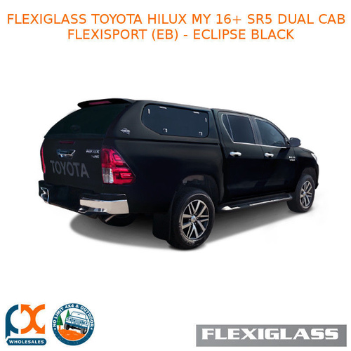 FLEXIGLASS TOYOTA HILUX MY 16+ SR5 DUAL CAB FLEXISPORT LIFT UP WINDOOR X 2 (EB) - ECLIPSE BLACK