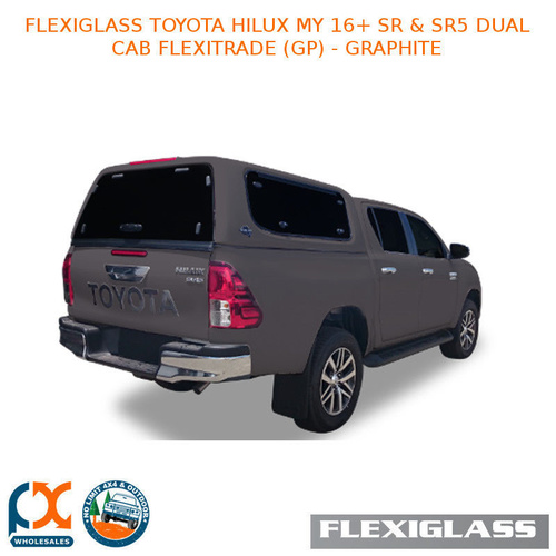 FLEXIGLASS TOYOTA HILUX MY 16+ SR & SR5 DUAL CAB FLEXITRADE LIFT UP WINDOOR X 2 (GP) - GRAPHITE 