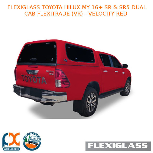 FLEXIGLASS TOYOTA HILUX MY 16+ SR & SR5 DUAL CAB FLEXITRADE LIFT UP WINDOOR X 2 (VR) - VELOCITY RED 