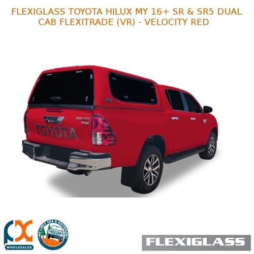FLEXIGLASS TOYOTA HILUX MY 16+ SR & SR5 DUAL CAB FLEXITRADE SLIDING WINDOWS X 2 (VR) - VELOCITY RED