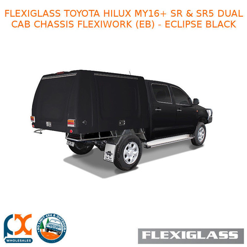 FLEXIGLASS TOYOTA HILUX MY16+ SR & SR5 DUAL CAB CHASSIS FLEXIWORK FRONT, REAR & SIDE WINDOWS (EB) - ECLIPSE BLACK