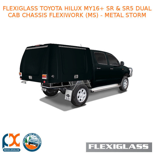 FLEXIGLASS TOYOTA HILUX MY16+ SR & SR5 DUAL CAB CHASSIS FLEXIWORK FRONT, REAR & SIDE WINDOWS (MS) - METAL STORM