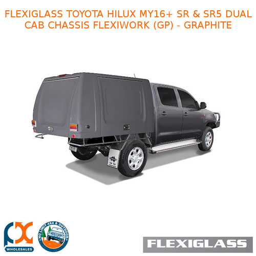 FLEXIGLASS TOYOTA HILUX MY16+ SR & SR5 DUAL CAB CHASSIS FLEXIWORK FRONT & REAR WINDOWS (GP) – GRAPHITE