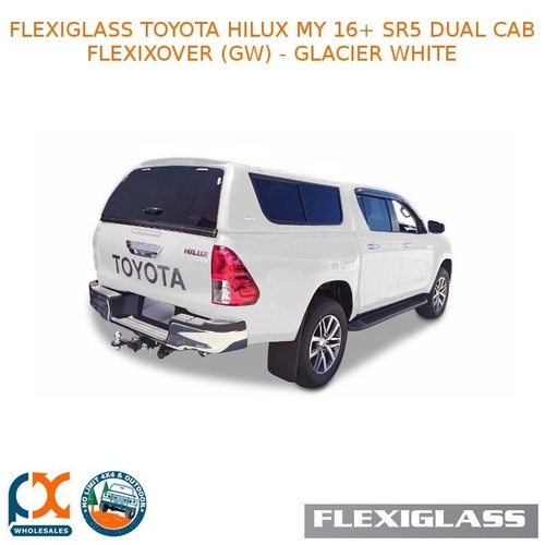 FLEXIGLASS TOYOTA HILUX MY 16+ SR5 DUAL CAB FLEXIXOVER SLIDING WINDOW X 1 / LIFT UP WINDOOR X 1 (GW) - GLACIER WHITE