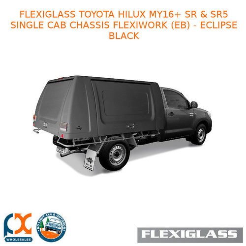 FLEXIGLASS TOYOTA HILUX MY16+ SR & SR5 SINGLE CAB CHASSIS FLEXIWORK FRONT & REAR WINDOWS (EB) - ECLIPSE BLACK