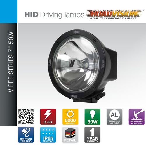 ROADVISION 7" HID 35W PENCIL BEAM ROUND DRIVING LAMP HID 9-32V