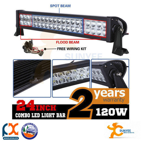 SUNYEE 24INCH 120W LED LIGHT BAR FLOOD SPOT WORK 4WD UTE OFFROAD