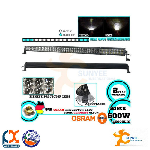 SUNYEE OSRAM 52INCH 500W LED SPOT FLOOD WORK LIGHT BAR OFFROAD