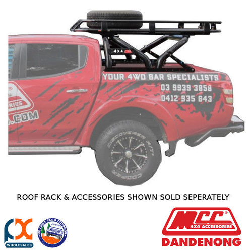 MCC T-RACK 185x125CM WITH SWING SPORTBAR FIT HOLDEN RODEO(RA7)(03/07-07/08)BLACK