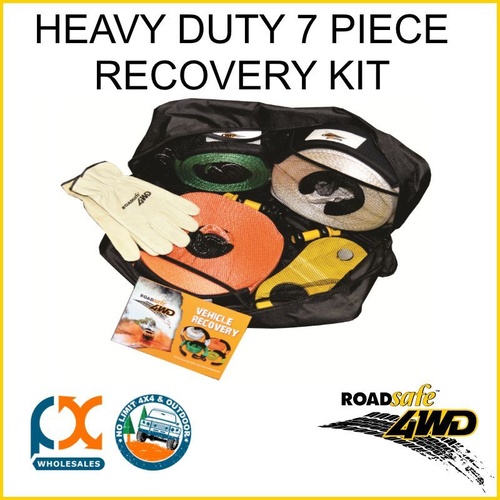 7 PIECE RECOVERY KIT ROADSAFE ALL RATED HEAVY DUTY TOW 4WD 4x4 SAFETY