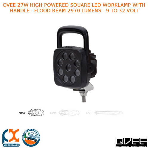 QVEE 27W HIGH POWERED SQUARE LED WORKLAMP WITH HANDLE FLOOD BEAM 2970 L