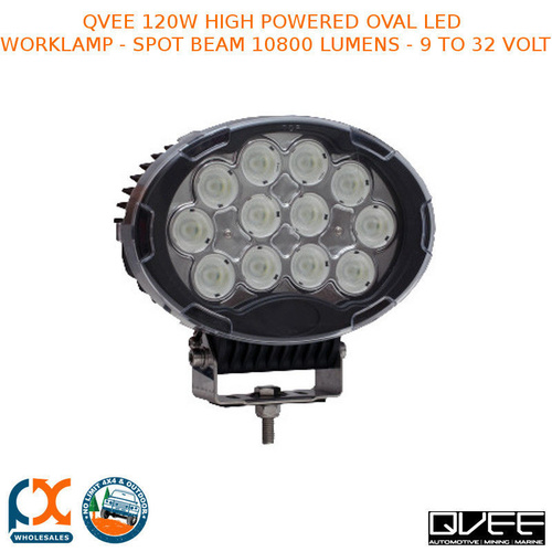 QVEE 120W HIGH POWERED OVAL LED WORKLAMP SPOT BEAM 10800 LUMENS 9 TO 32 VOLT