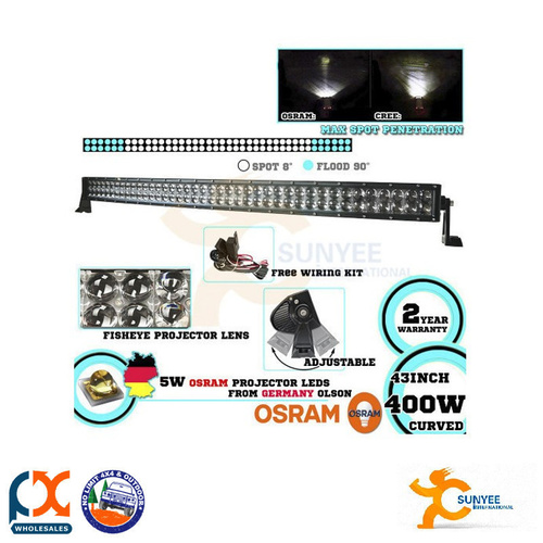 SUNYEE OSRAM 400W CURVED LED LIGHT BAR SPOT FLOOD OFFROAD DRIVING LAMP