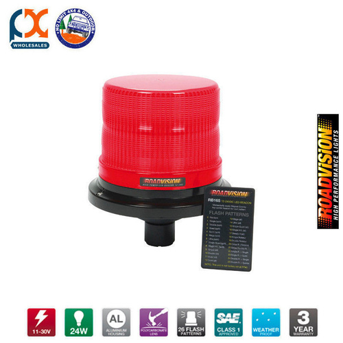 RB165PR LED BEACON ROTATING RED DIN POLE