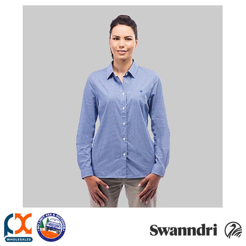 SWANNDRI WOMEN'S CLOUDY BAY LONG SLEEVE SHIRT [Colour: Royal Blue Micro Check] [Size: 10]