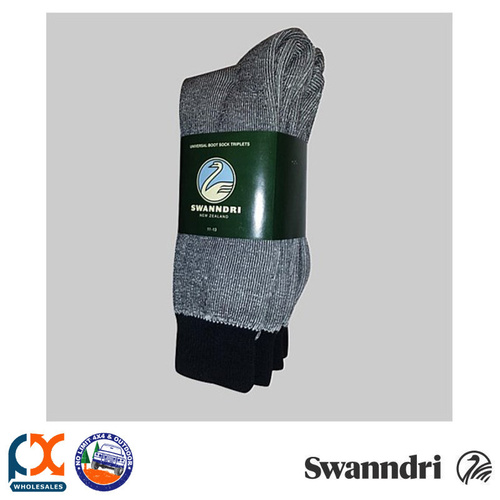 SWANNDRI UNIVERSAL BOOT SOCK TRIPLE PACK [Colour: Black Marle] [Size: UK 11-13]