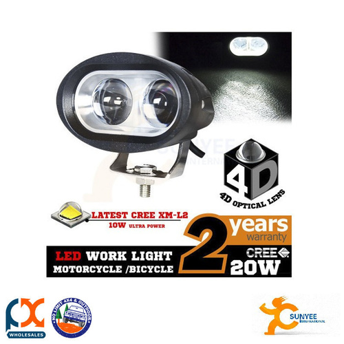 SUNYEE 20W 4D LENS CREE XML2 LED SPOT MOTORCYCLE DRIVING WORK LIGHT