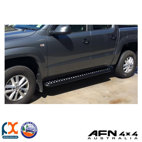 AFN FITS VOLKSWAGEN AMAROK 2010-ON SIDE STEPS WITH ALUMINIUM CHECKERED PLATE TOP