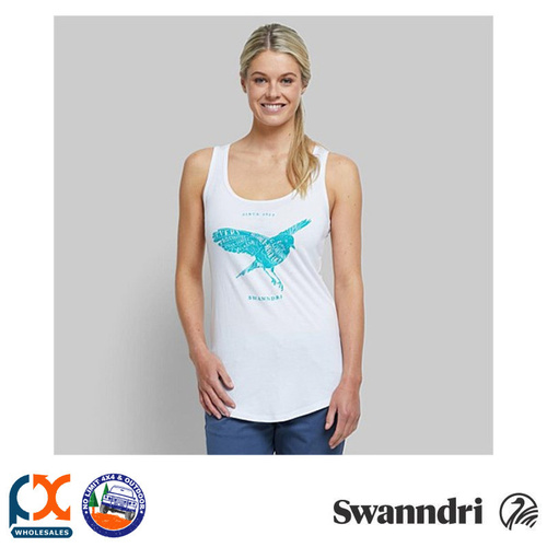 SWANNDRI WOMEN'S BIRD COTTON SINGLET - WHITE