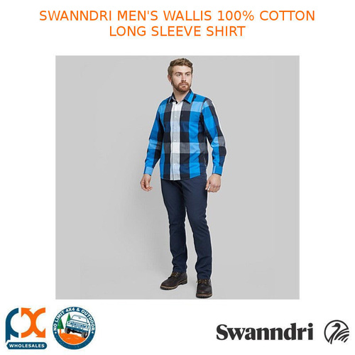 SWANNDRI MEN'S WALLIS 100% COTTON LONG SLEEVE SHIRT [Colour: White Blue Black] [Size: S]