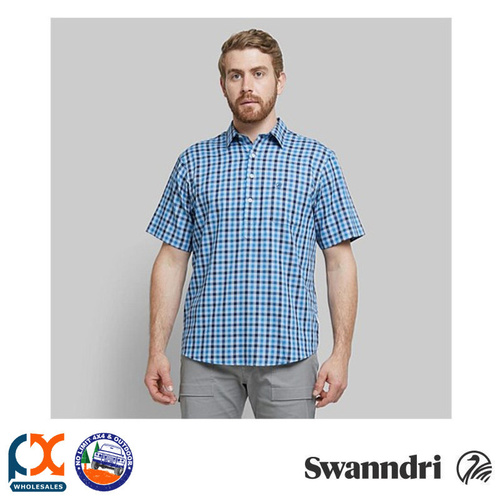 SWANNDRI MEN'S PAIHIA 100% COTTON SHORT SLEEVE SHIRT - BLUE WHITE CHECK [Colour: Blue White Check] [Size: S]