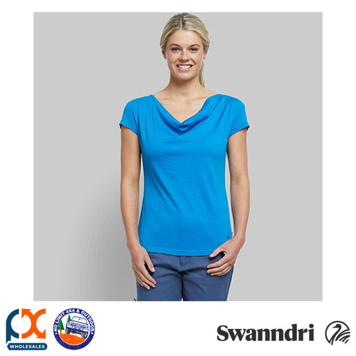 SWANNDRI WOMEN'S STIRLING COWL NECK TEE - ELECTRIC BLUE