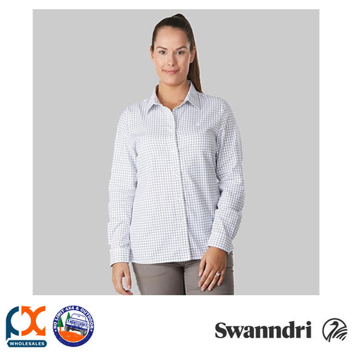SWANNDRI WOMEN'S ROSEDALE LONG SLEEVE CHECKED SHIRT [Colour: Navy/White] [Size: 8]