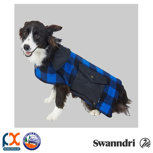SWANNDRI CLASSIC WOOL DOG COAT [Colour: Blue/Black Check] [Size: XS]