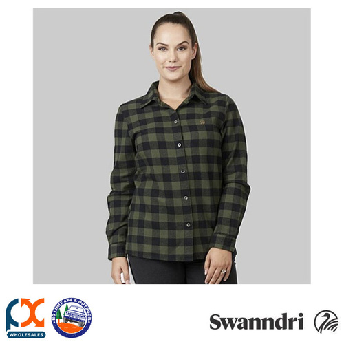 SWANNDRI WOMEN'S MONACO COTTON SHIRT - OLIVE/BLACK CHECK [Colour: Olive/Black Check] [Size: 8]