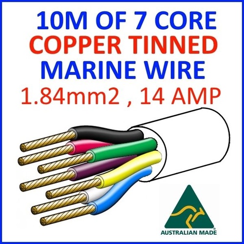 10M OF 7 CORE 1.84mm2 23/0.32 WIRE MARINE TINNED COPPER TRAILER CABLE BOAT 12V