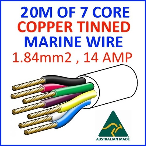 20M OF 7 CORE 1.84mm2 23/0.32 WIRE MARINE TINNED COPPER TRAILER CABLE BOAT 12V