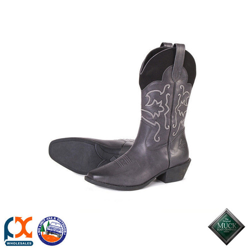 MUCK BOOT - HORSE  STABLE - WOMEN'S WESTERN LEATHER BOOT GREY