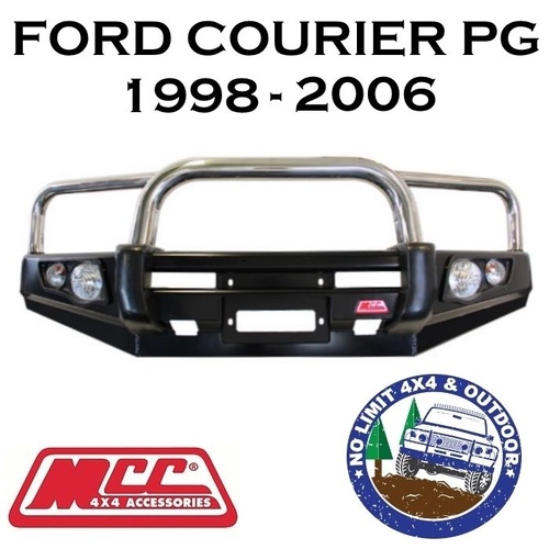 MCC STEEL BULL BAR 3 HOOPS S/S FITS FORD COURIER PG 1998-06 4X4 WINCH ARB TJM