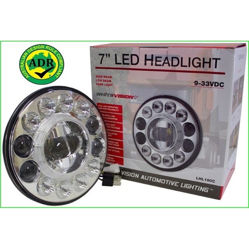 PAIR 7" ROUND REPLACEMENT LED HEADLIGHT H4 WHITEVISION TRUCK JEEP LITE LANDROVER